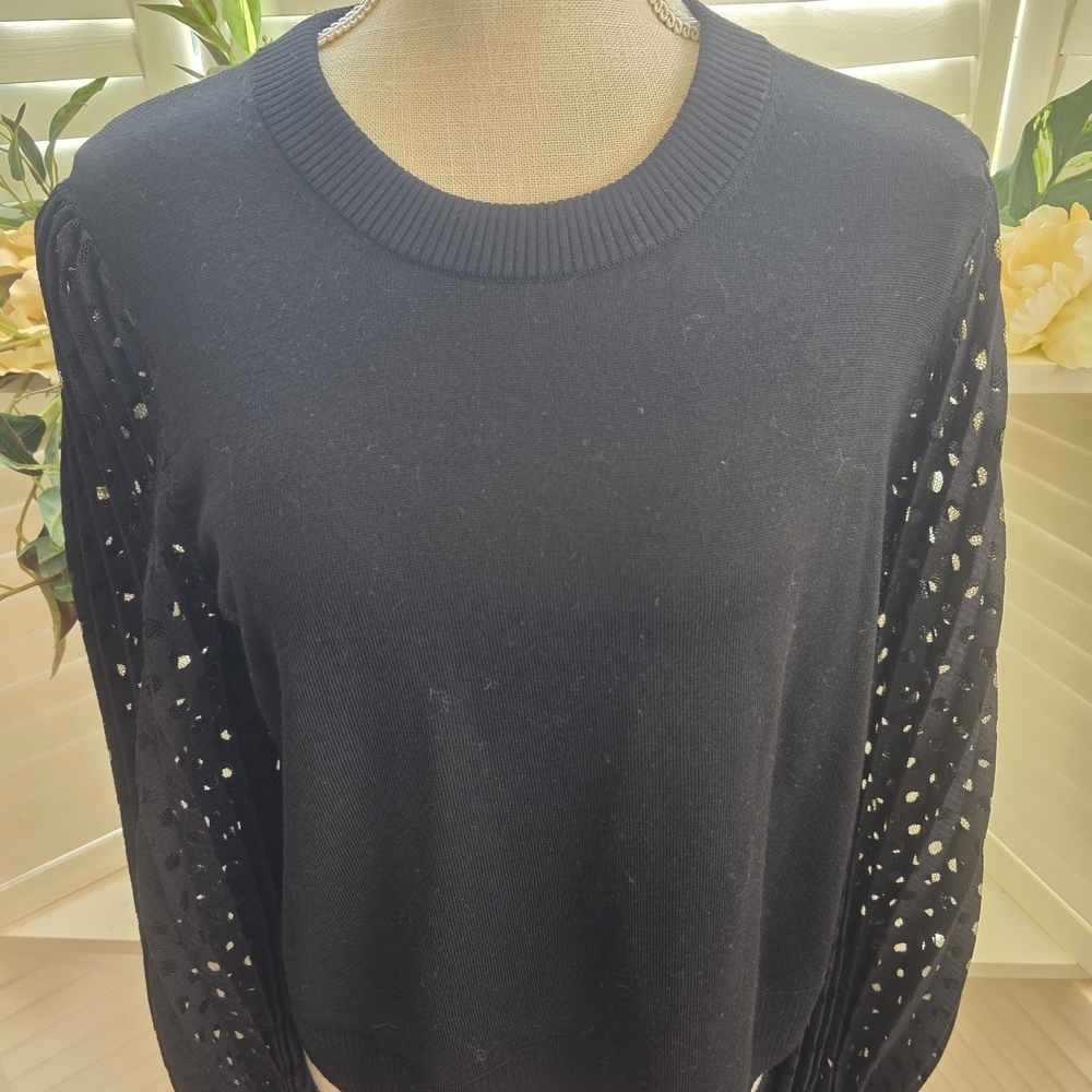 Akris Punto Black Knit Virgin Wool Top Med 1449 - Picture 3 of 7